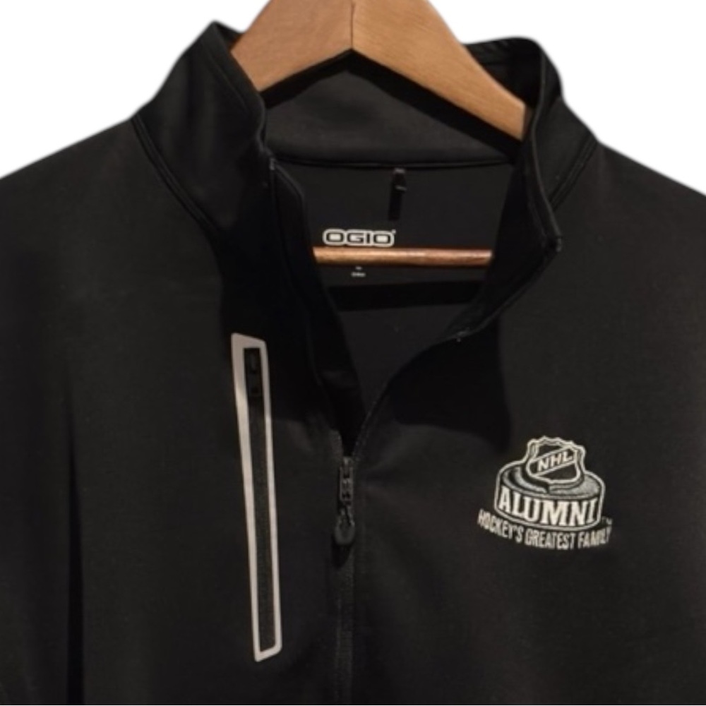 OGIO NHL Alumni Pullover Men L Black 1/4 Zip Stretch Golf Mock Neck Top‎